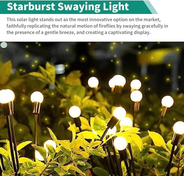 10 Lights – Led Solar Powered Firefly Light Outdoor Waterproof Solar Garden Light Decorative Swaying Wind Dancing Solar Lamp