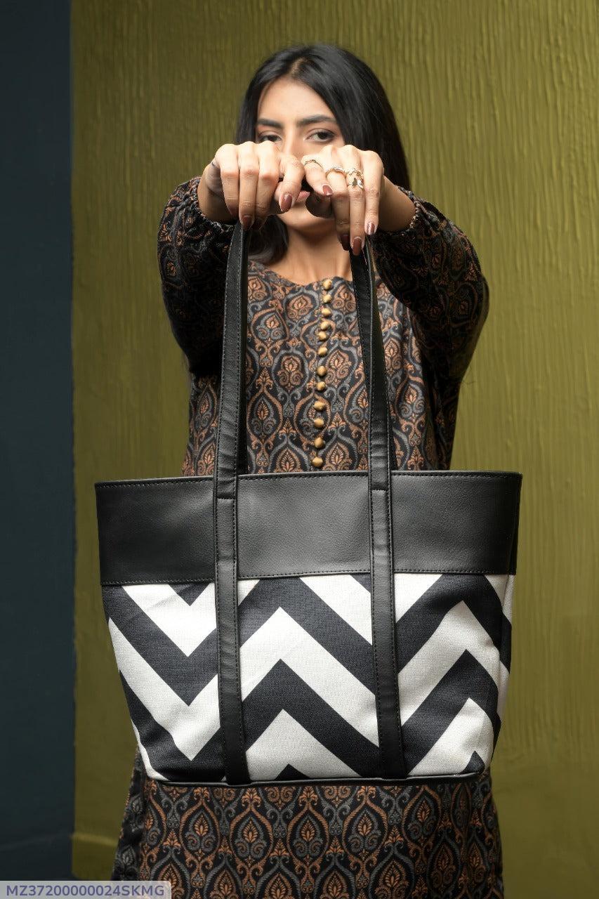 Women's PU Leather Printed Tote Bag