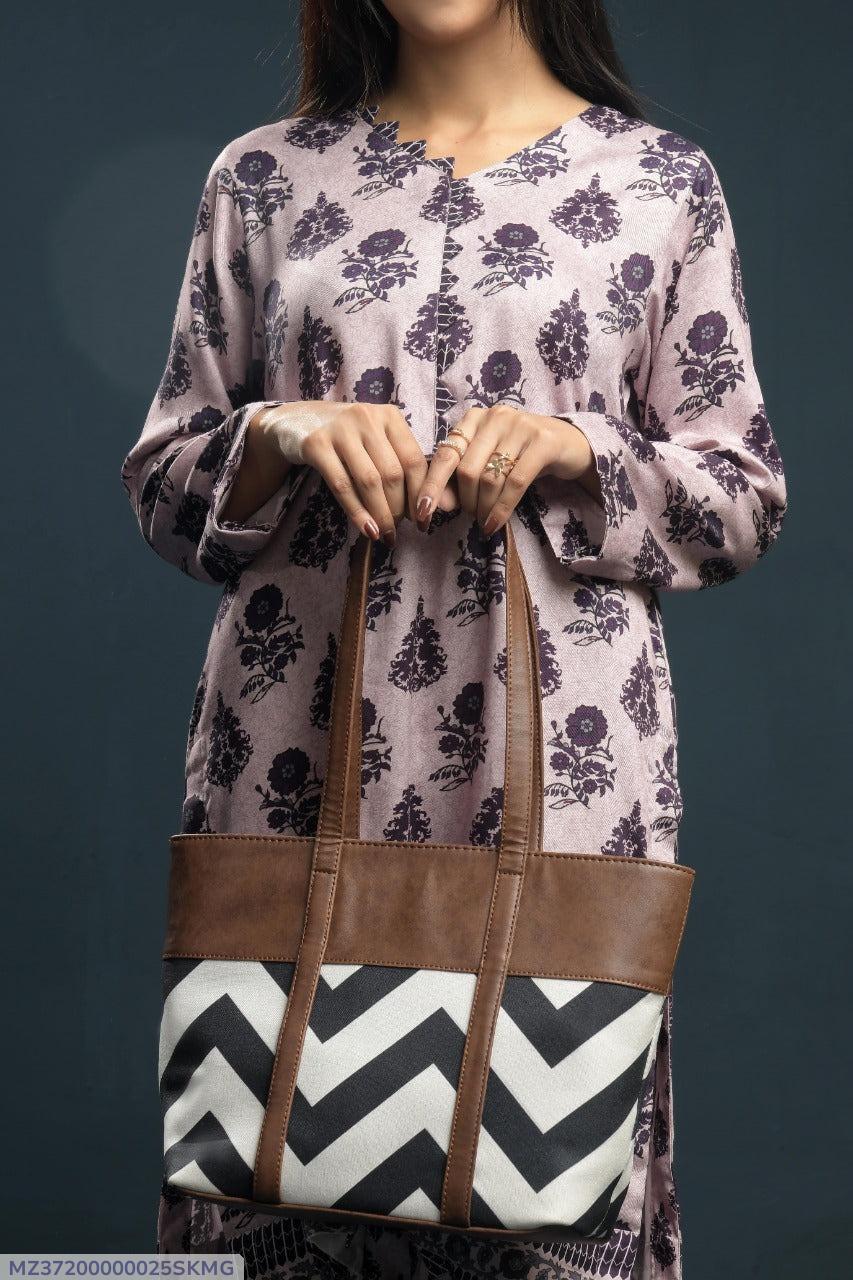 Women's PU Leather Printed Tote Bag