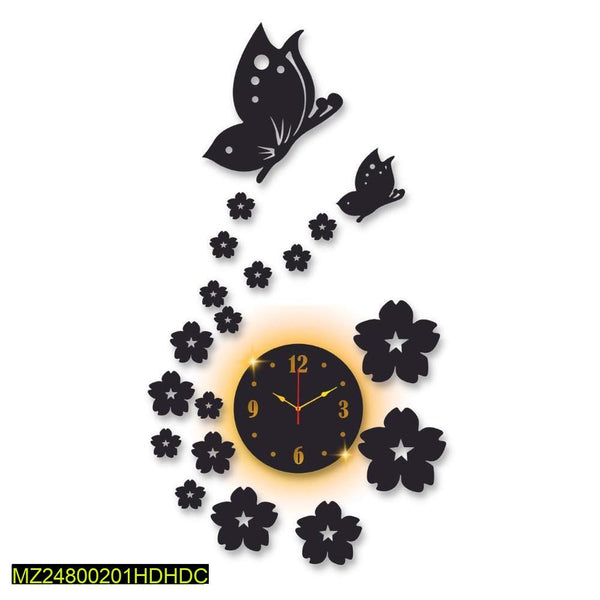 Butterfly Laminated Wall Clock With Backlight...