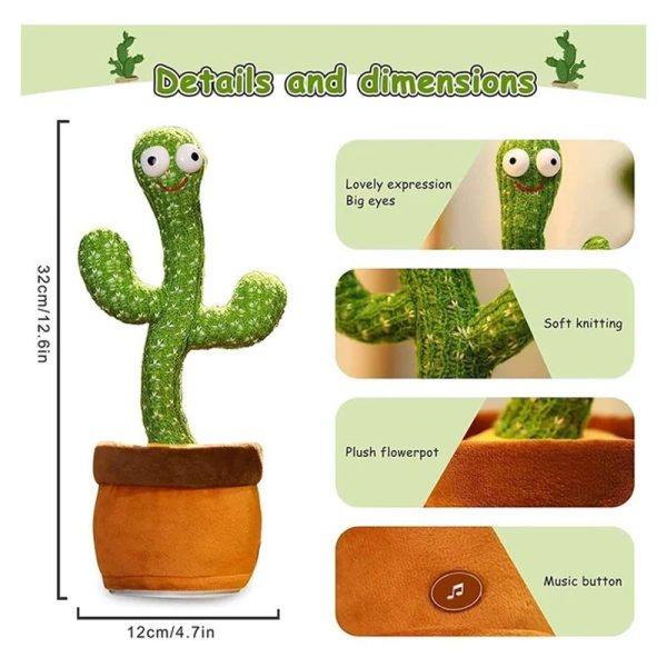 Portable Rechargeable Dancing Cactus Toy Funny Education Toys For Babies (with Box)