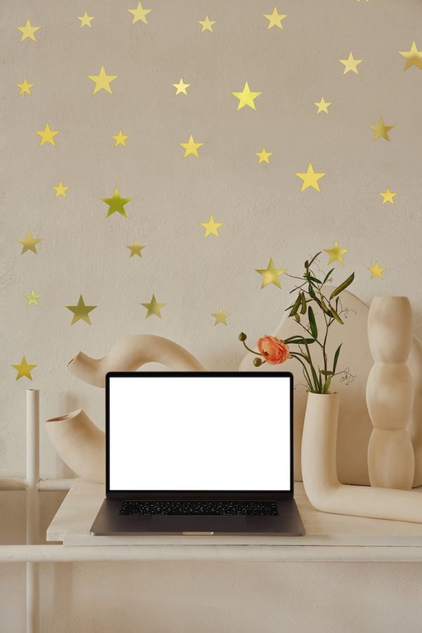 15 Stars Mirror Matrial Acrylic Wall Art Decor Star Stickers Decals For Kids Girls Bedroom Bathroom Playroom Golden