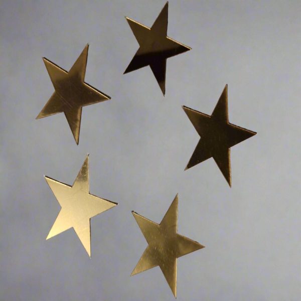 15 Stars Mirror Matrial Acrylic Wall Art Decor Star Stickers Decals For Kids Girls Bedroom Bathroom Playroom Golden