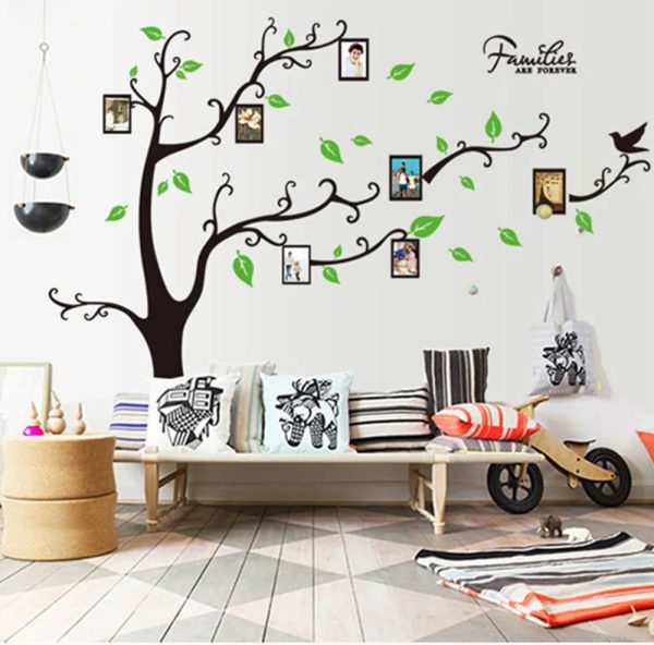 Large 3d Diy Photo Tree Wall Decals (200x250cm / 79x99in), Black Pvc Adhesive Family Stickers For Home Decor And Mural Art (random Color)