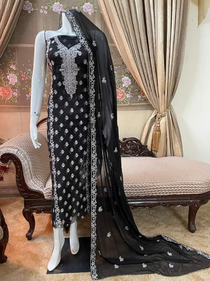 Beautifull Silver Embroidered Work Suits Collection