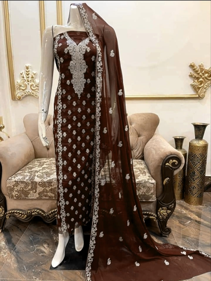 Beautifull Silver Embroidered Work Suits Collection