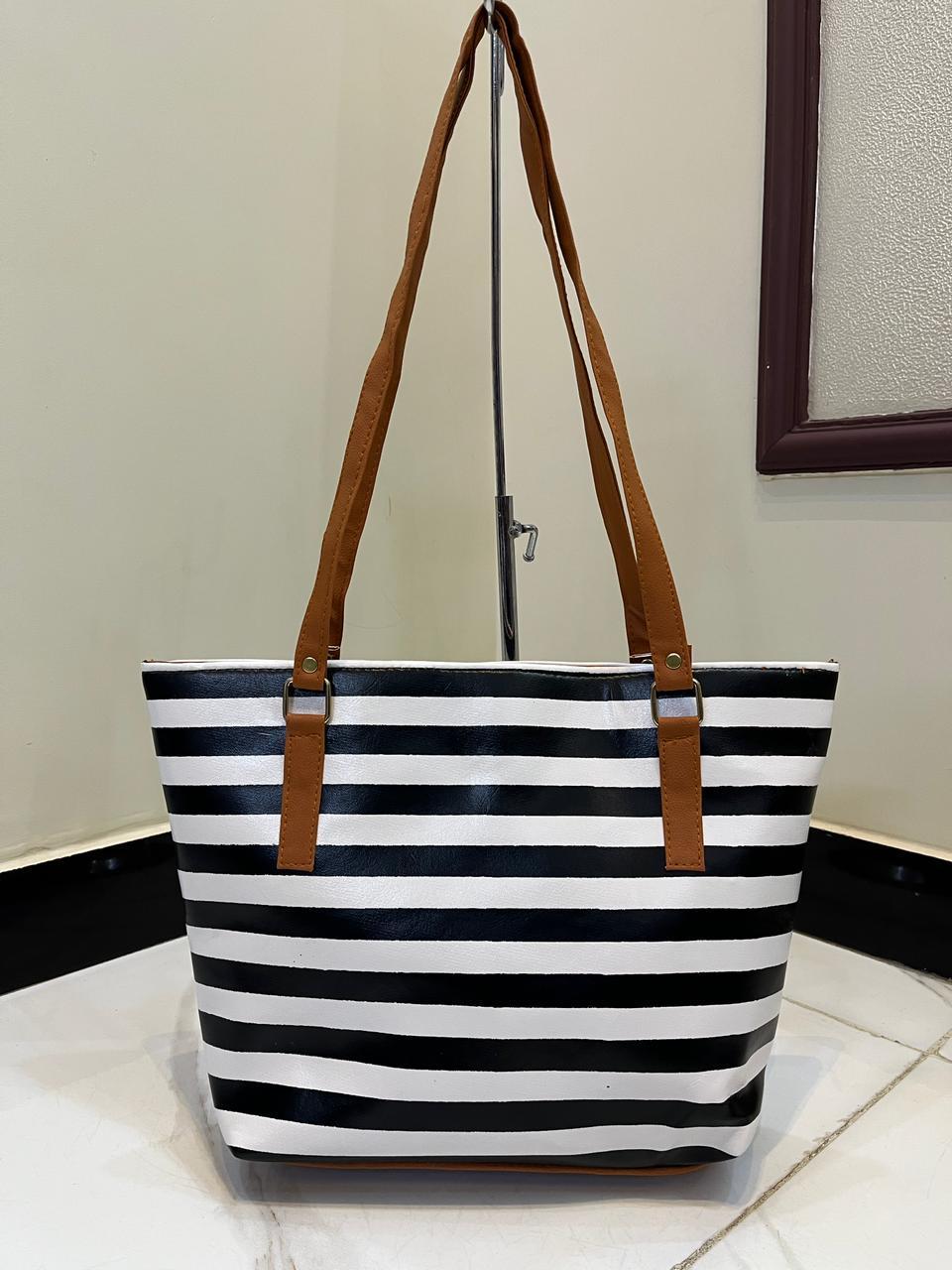 Chic White Rexine Tote Bag for Girls