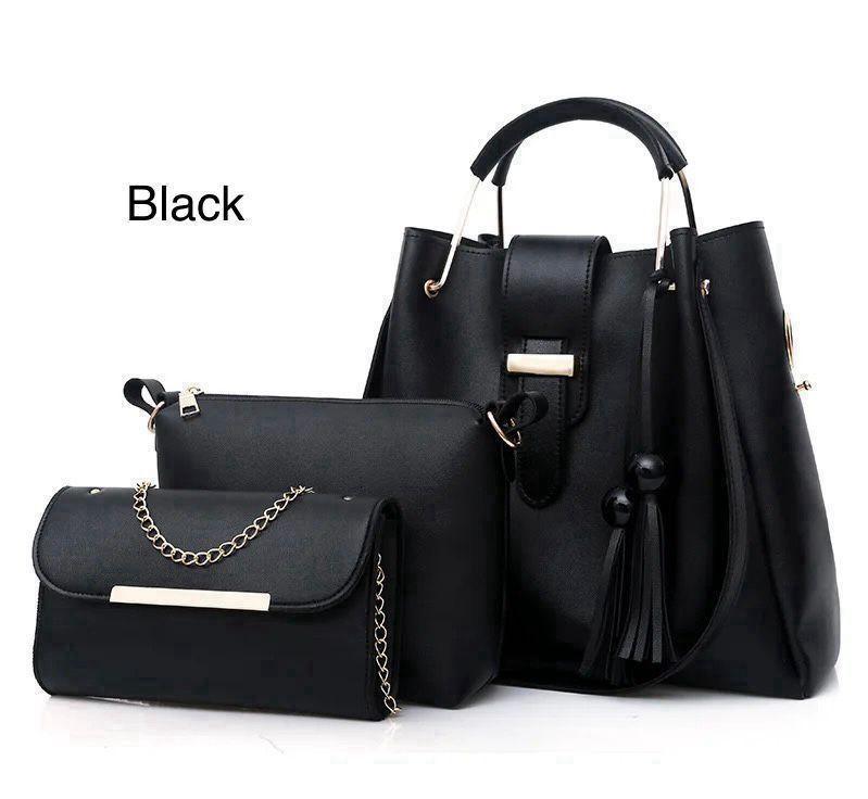 Stylish  Women's Leather Hand Bag Set -3Pcs in Multiple Colours